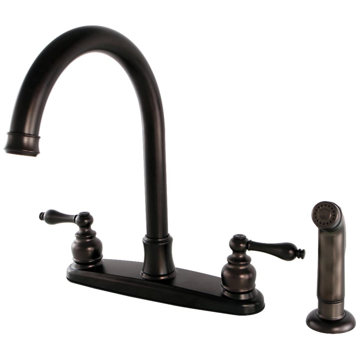 Kingston Brass FB7795ALSP Victorian 8-Inch Centerset Kitchen Faucet with Sprayer, Oil Rubbed Bronze