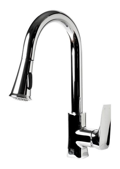 Polished Chrome Square Gooseneck Pull Down Kitchen Faucet