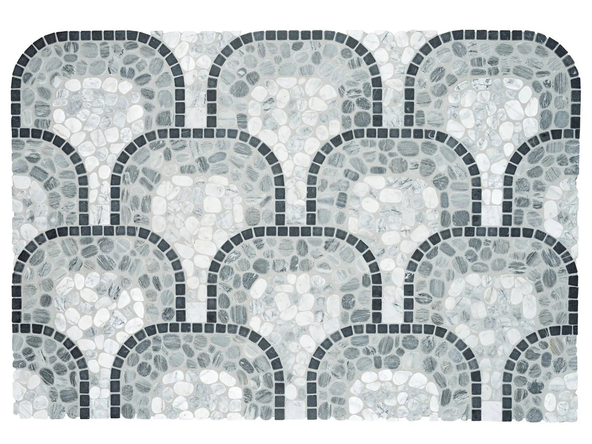 Anatolia Cabana Galaxy Flow - Patterned Pebble Tumbled Marble Mosaic - 1 Sheet = .829 Sqft 5001-0445-0 Galaxy Flow - premium natural stone mosaic tile from Anatolia Tile, available at PoshHaus showroom in Keene, NH