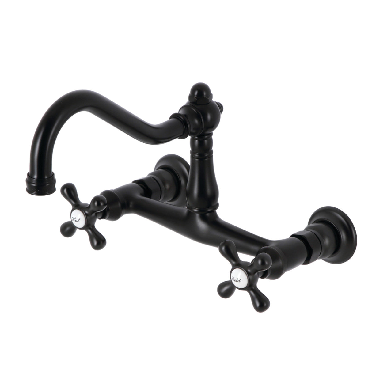 Kingston Brass KS3240AX Vintage Wall Mount Bathroom Faucet, Matte Black