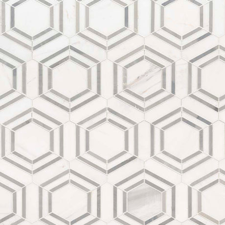 Georama grigio 12.63X14.5 polished marble mesh mounted mosaic tile SMOT-GEORAMA-GRIGIOP product shot multiple tiles angle view
