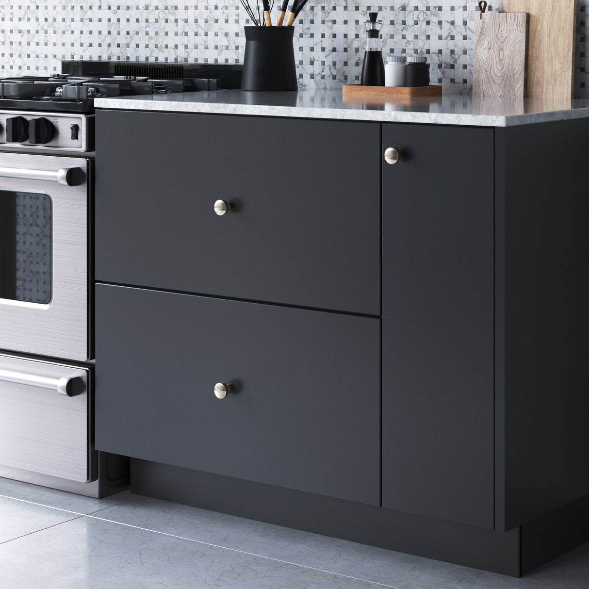 Atlas Homewares Lennox Knob 1 1/4 Inch Brushed Nickel