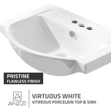 ANZZI VT-MRCT3024-WH Montbrun 24 in. W x 34 in. H Bath Vanity-Rich White with White Basin and Mirror