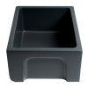 24" Black Matte Reversible Smooth / Fluted Single Bowl Fireclay Farm Sink