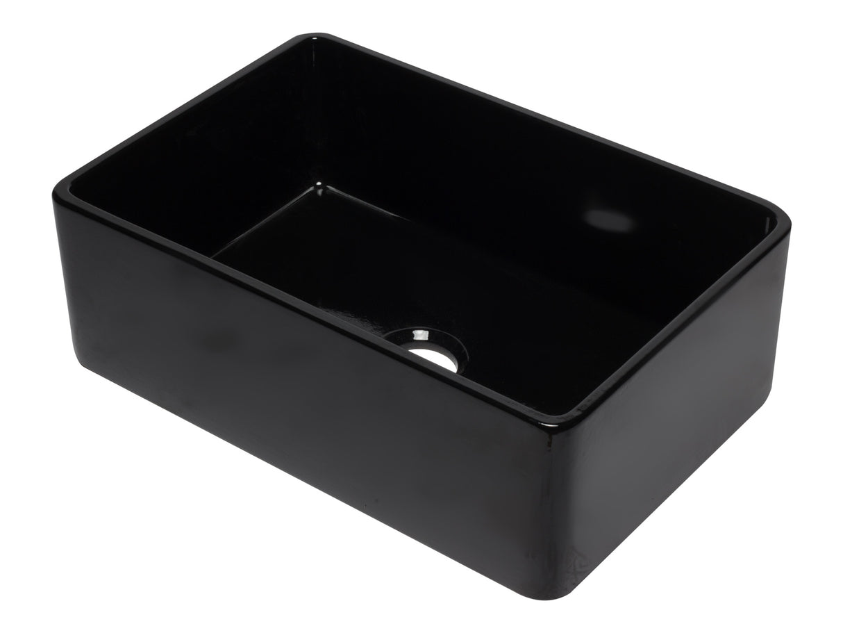 ALFI brand AB3020SB-BG 30 inch Black Reversible Single Fireclay Farmhouse Kitchen Sink