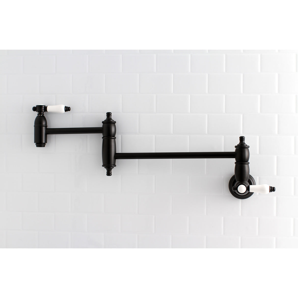 Kingston Brass KS3100BPL Bel-Air Wall Mount Pot Filler Kitchen Faucet, Matte Black