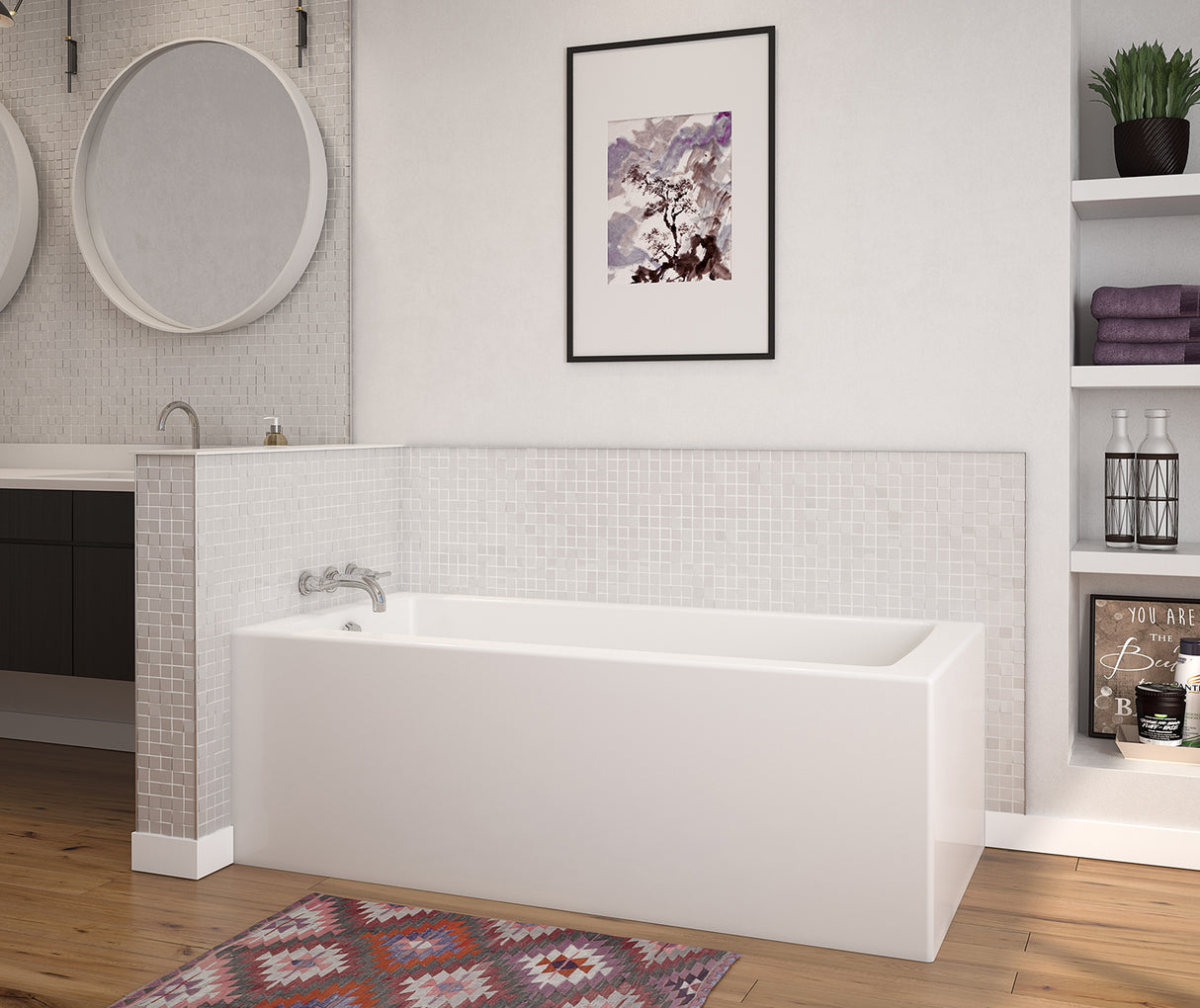 MAAX 106826-000-002-102 Nomad Corner 6032 AFR AcrylX Corner Right-Hand Drain Bathtub in White