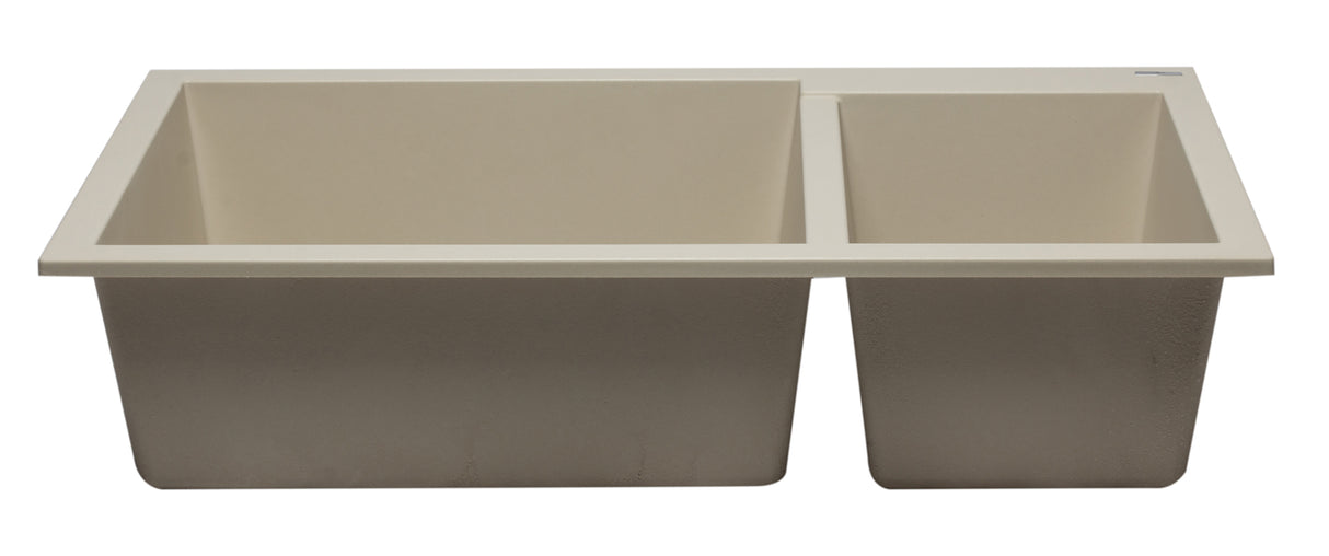 ALFI brand AB3319UM-B Biscuit 34" Double Bowl Undermount Granite Composite Kitchen Sink