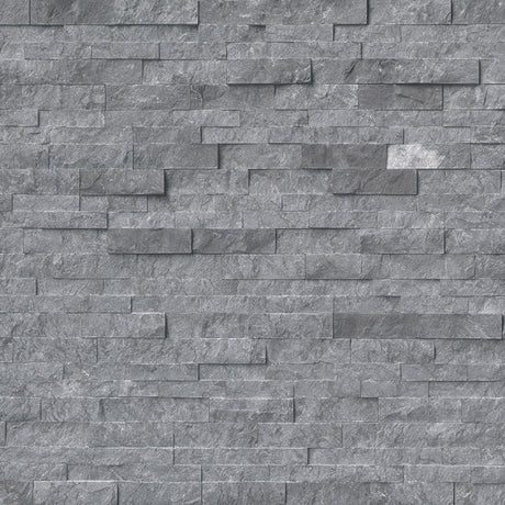Glacial grey splitface ledger panel 6X24 natural marble wall tile LPNLMGLAGRY624 product shot multiple tiles angle view
