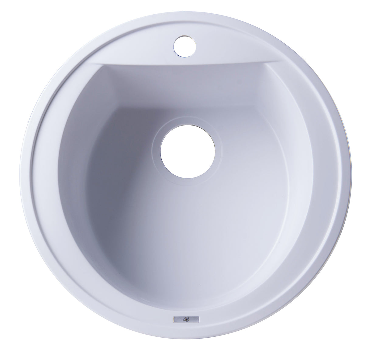 ALFI brand AB2020DI-W White 20" Drop-In Round Granite Composite Kitchen Prep Sink