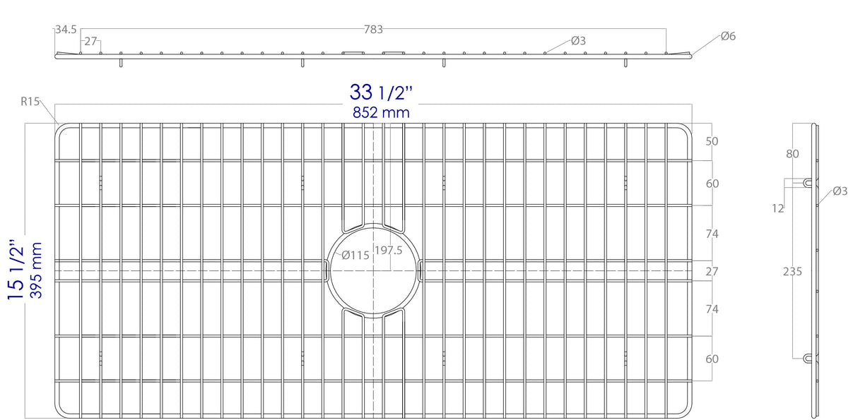 ALFI brand ABGR36 Solid Stainless Steel Kitchen Sink Grid for ABF3618 Sink