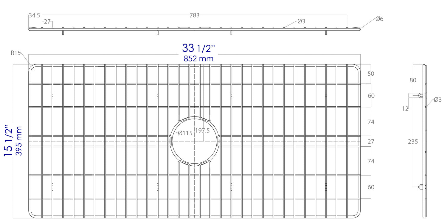 ALFI brand ABGR36 Solid Stainless Steel Kitchen Sink Grid for ABF3618 Sink