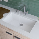 ALFI brand AB3020UM-W White 30" Undermount Single Bowl Granite Composite Kitchen Sink