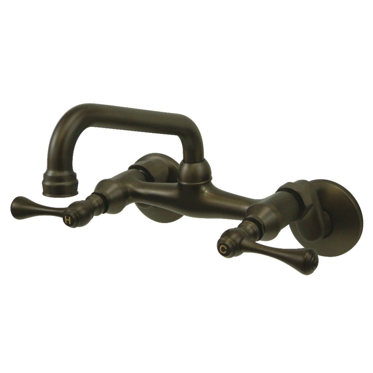 Kingston Brass KS313ORB Kingston Two Handle Wall Mount Kitchen Faucet, Oil Rubbed Bronze