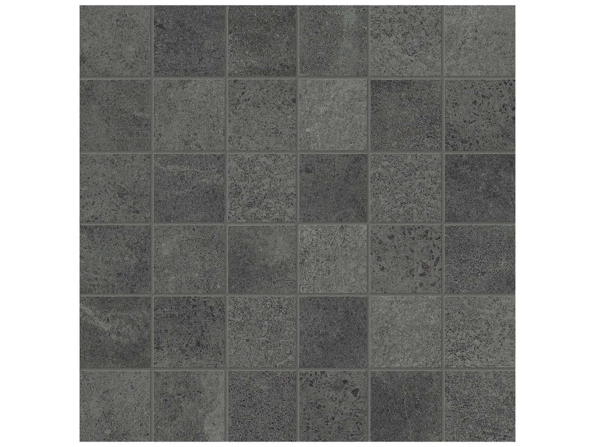 Anatolia Tile 2X2 Industria Graphite Matte 36 Piece Porcelain Mosaics. 1 Sheet = .96 Sq. Ft. 4501-0104-0 (63-595) Graphite 2x2 - premium natural stone mosaic tile from Anatolia Tile, available at PoshHaus showroom in Keene, NH