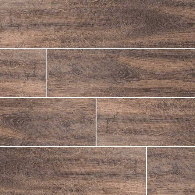 MSI Wood Collection upscape greige 6x40 glazed porcelain floor wall tile NUPSGRE6X40 product shot multiple planks angle view #Size_6"x40"