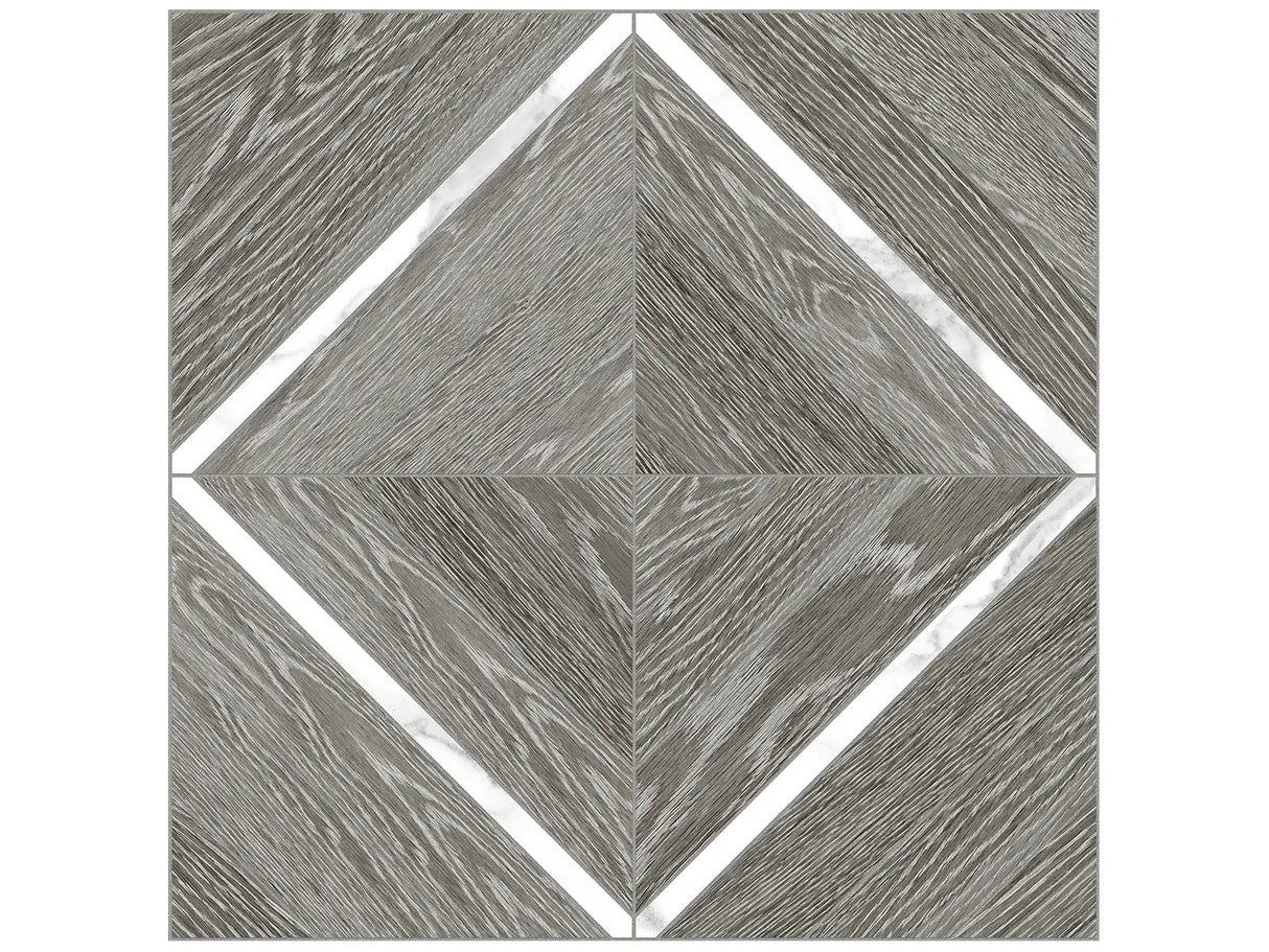 Anatolia Tile 16X16 Aspen Grey Ridge Marquetry Matte Porcelain Mosaics. 1 Sheet = 1.69 Sq. Ft. 4501-0018-1 Grey Ridge Statuario Marquetry - premium natural stone mosaic tile from Anatolia Tile, available at PoshHaus showroom in Keene, NH