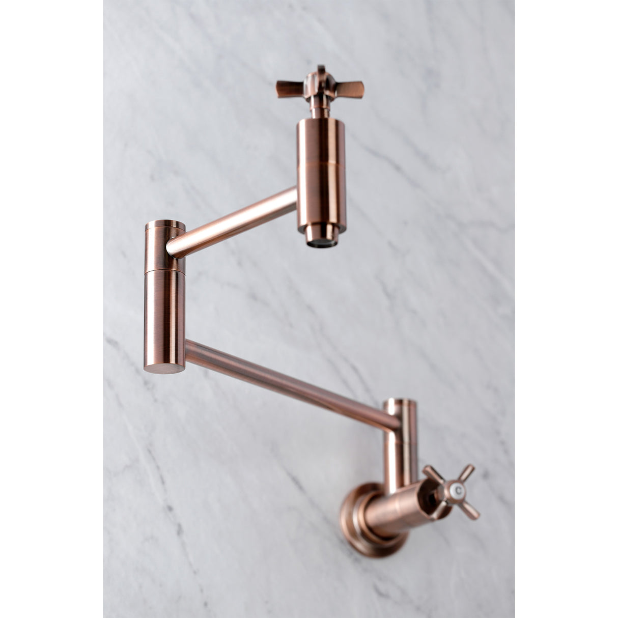Kingston Brass KS810ZXAC Millennium Wall Mount Pot Filler Kitchen Faucet, Antique Copper