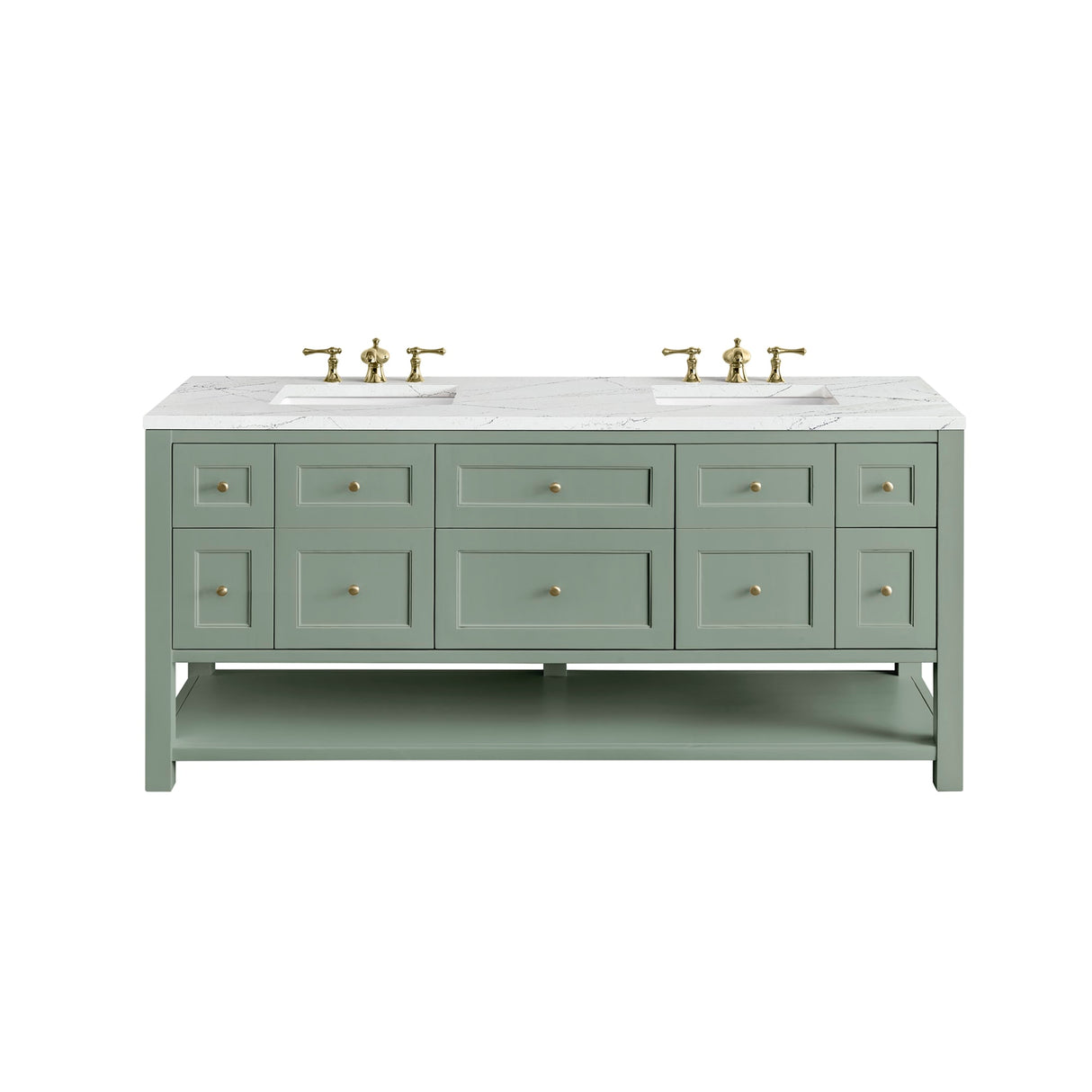 Breckenridge 72" Double Vanity, Smokey Celadon w/ 3 CM Ethereal Noctis Top