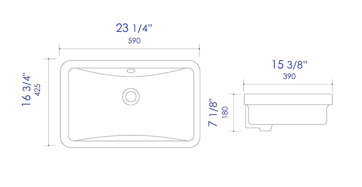 ALFI brand ABC603 White 24" Rectangular Undermount Ceramic Sink