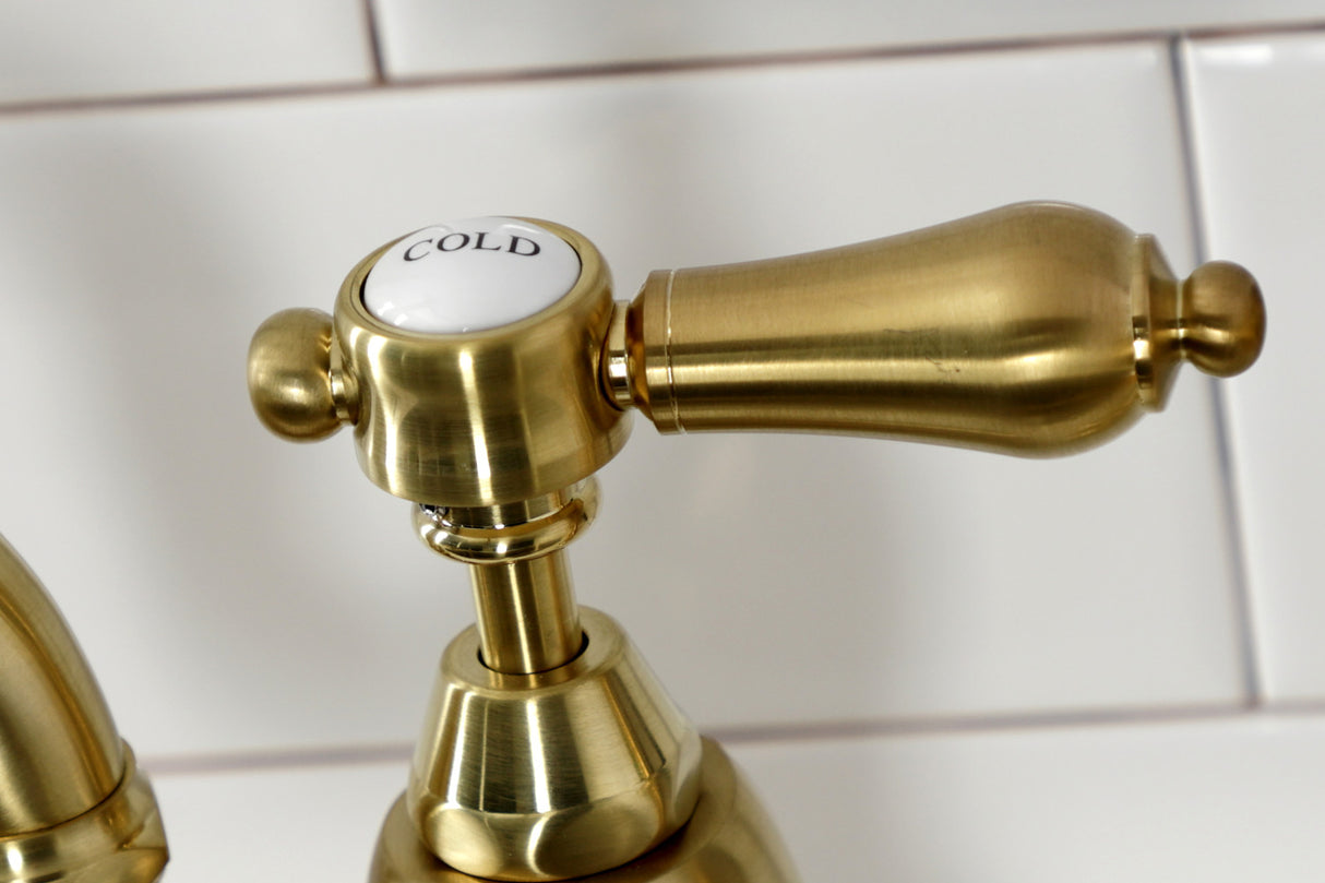 Kingston Brass KS7757BALBS Heirloom Bridge Kitchen Faucet with Brass Sprayer, Brushed Brass