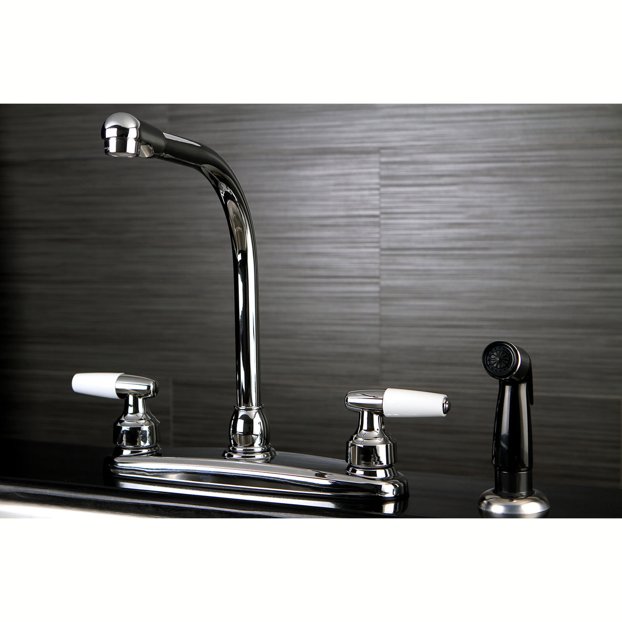 Kingston Brass FB751 Americana 8-Inch Centerset Kitchen Faucet with Sprayer, Polished Chrome