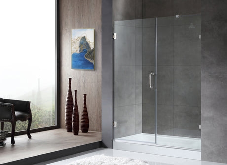 ANZZI SD-AZ07-01CH Consort Series 60 in. by 72 in. Frameless Hinged Alcove Shower Door in Polished Chrome with Handle