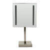 ALFI brand ABM8FLED-BN Brushed Nickel Tabletop Square 8" 5x Magnifying Cosmetic Mirror with Light