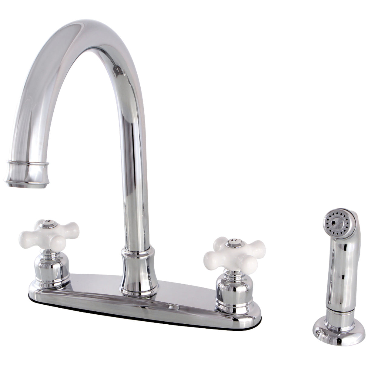 Kingston Brass FB7791PXSP Victorian 8" Centerset Kitchen Faucet with Sprayer, Polished Chrome