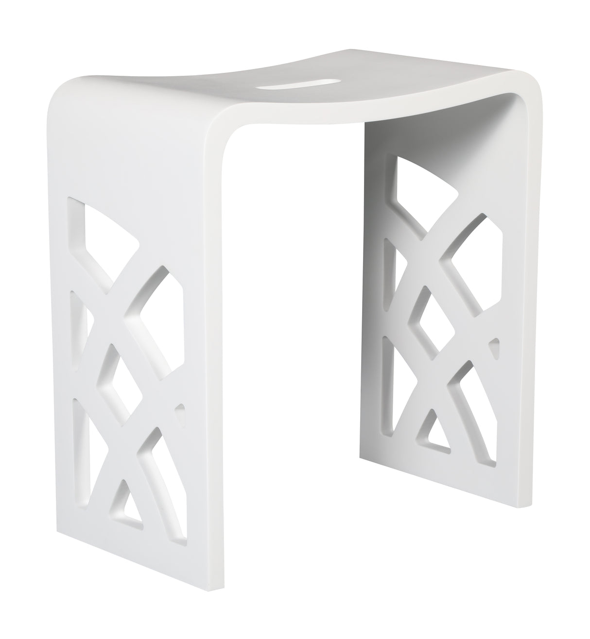 Designer White Matte Solid Surface Resin Bathroom / Shower Stool
