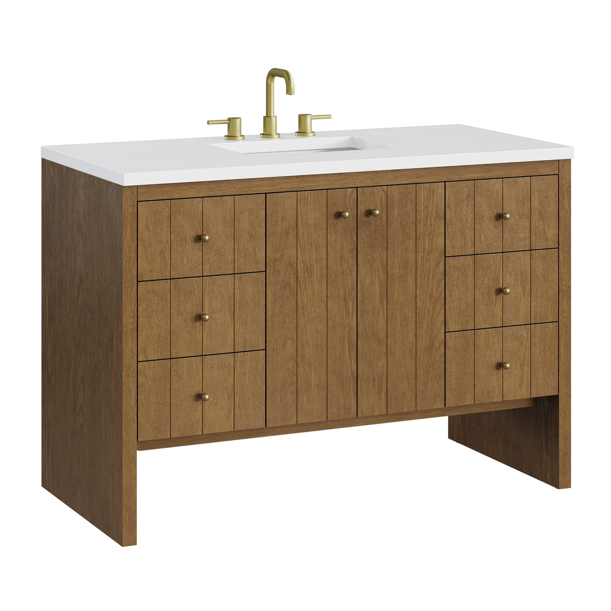 Hudson 48" Single Vanity, Honey Oak w/ 3 CM White Zeus Silestone Top