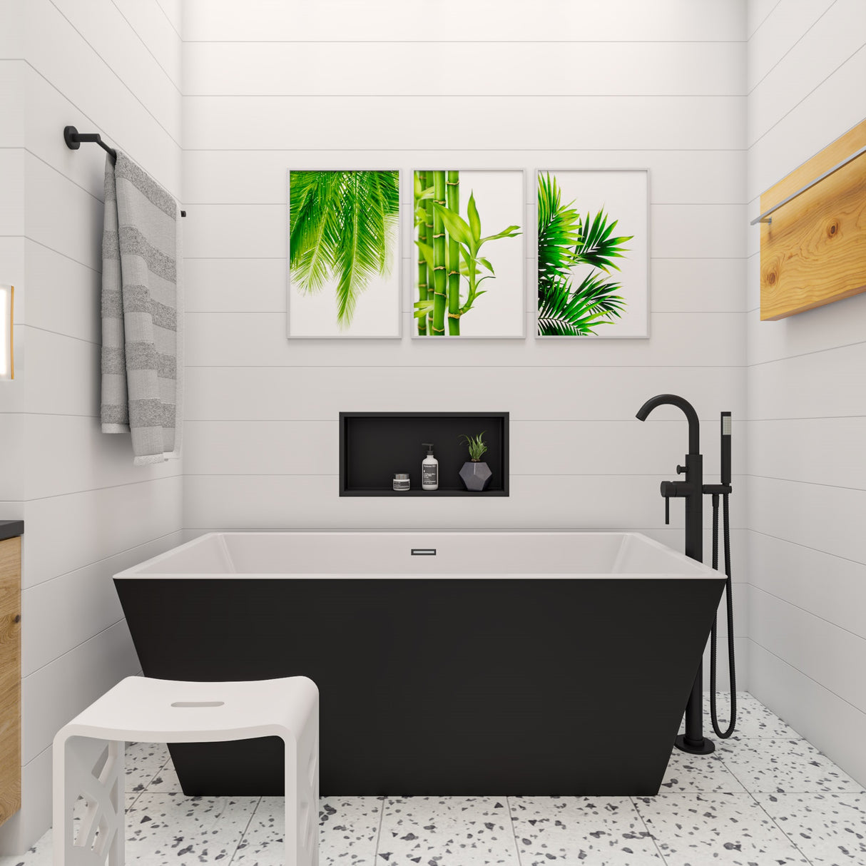 ALFI brand 24 x 12 Black Matte Stainless Steel Horizontal Single Shelf Bath Shower Niche