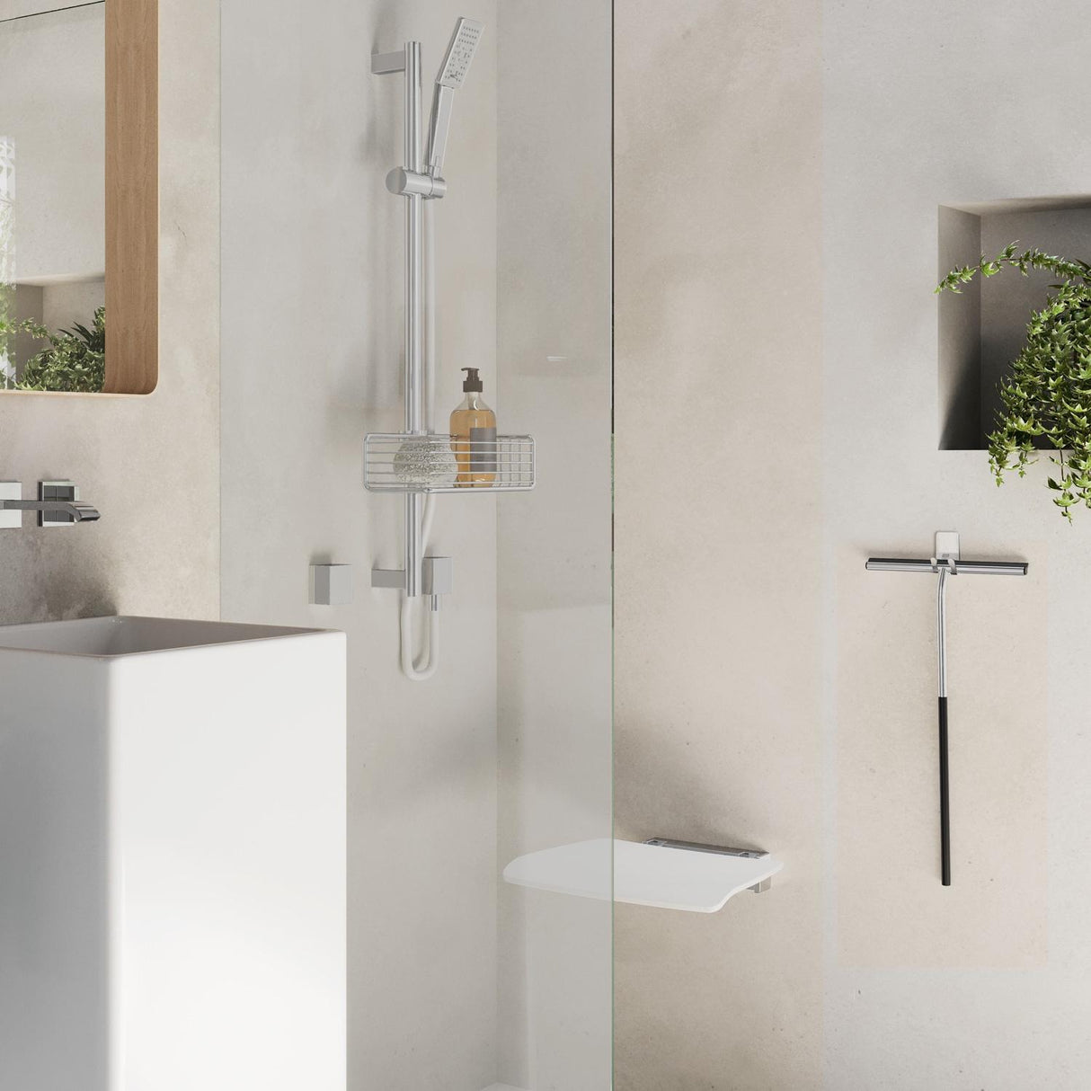 Smedbo Sideline Shower Squeegee Extra long shaft in Chromed/Black