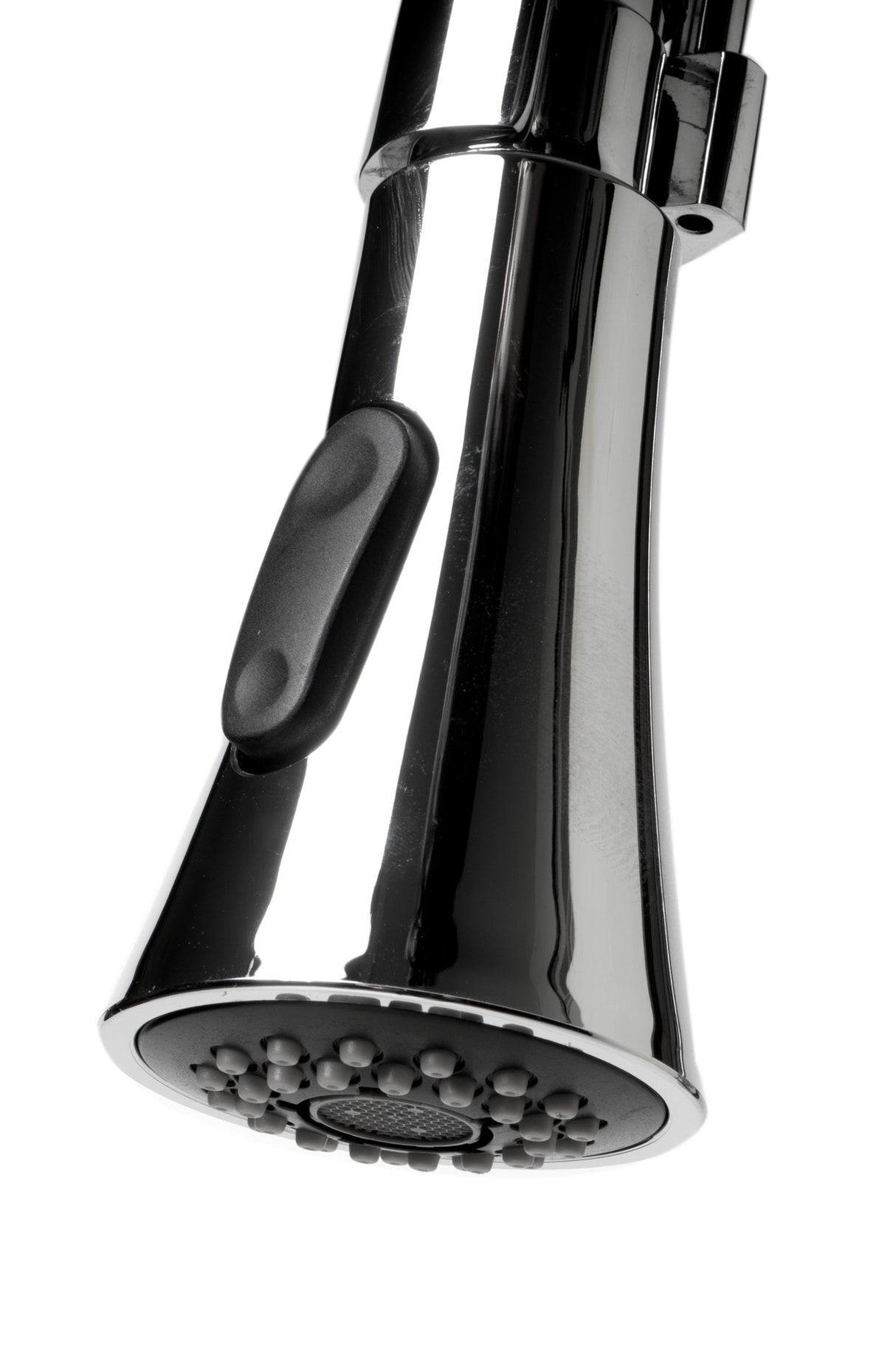 Polished Chrome Kitchen Faucet with Black Rubber Stem