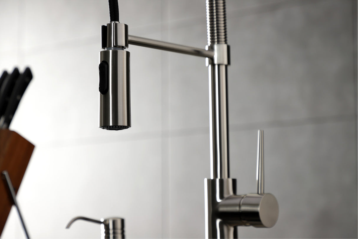 Gourmetier LS8778NYL New York Single-Handle Pre-Rinse Kitchen Faucet, Brushed Nickel