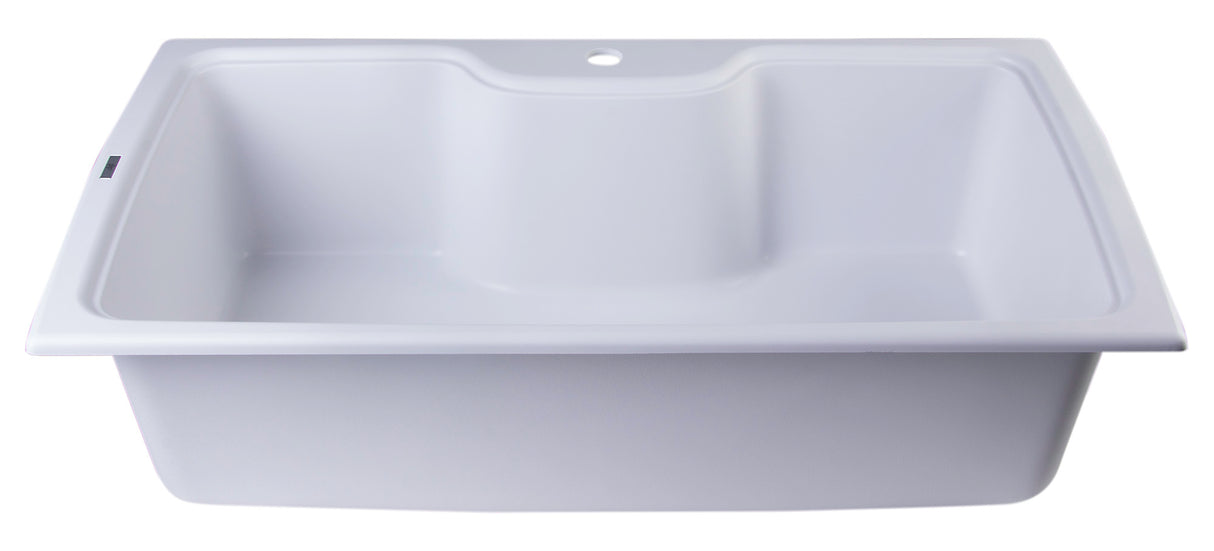 ALFI brand AB3520DI-W White 35" Drop-In Single Bowl Granite Composite Kitchen Sink
