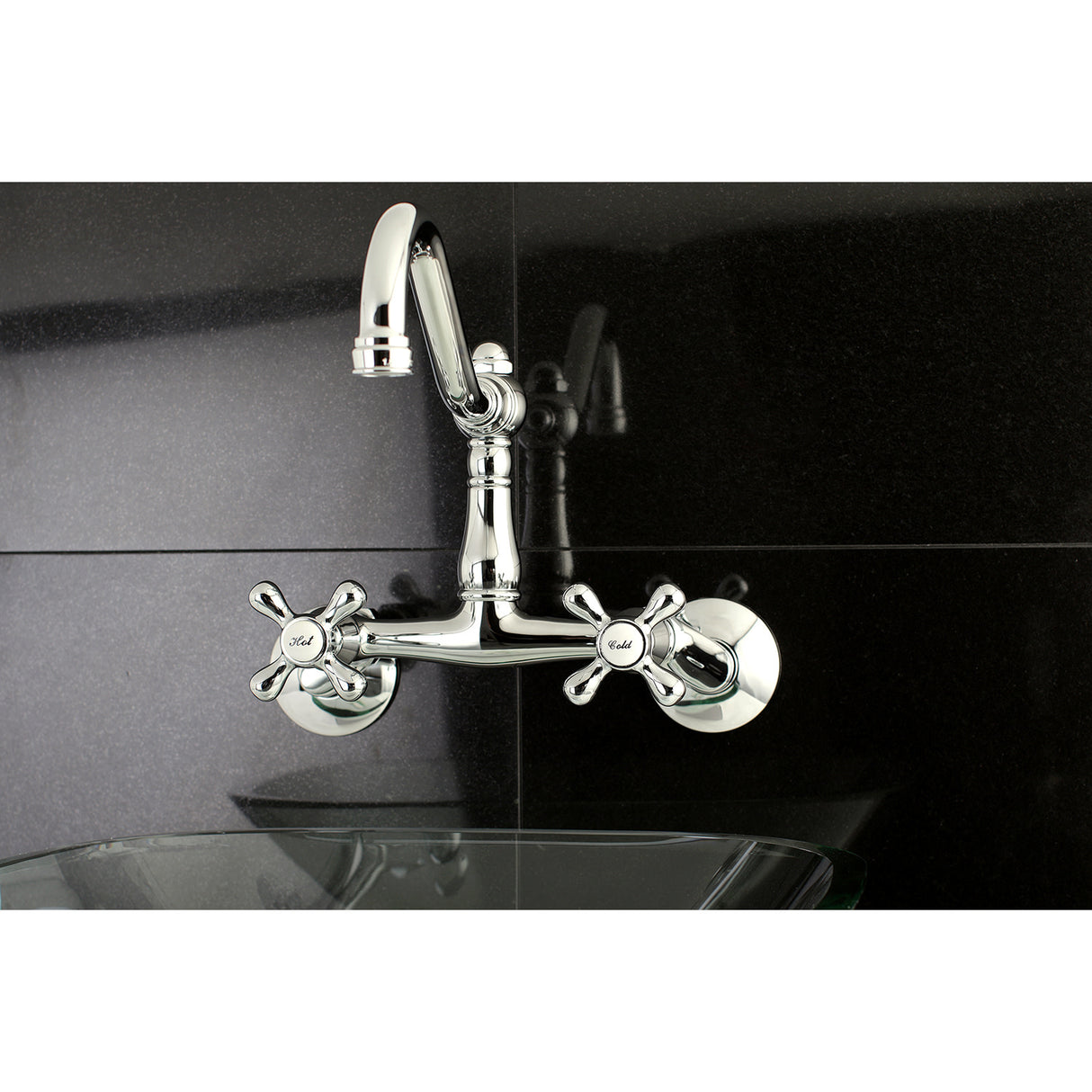 Kingston Brass KS3221AX Vintage 6" Adjustable Center Wall Mount Kitchen Faucet, Polished Chrome