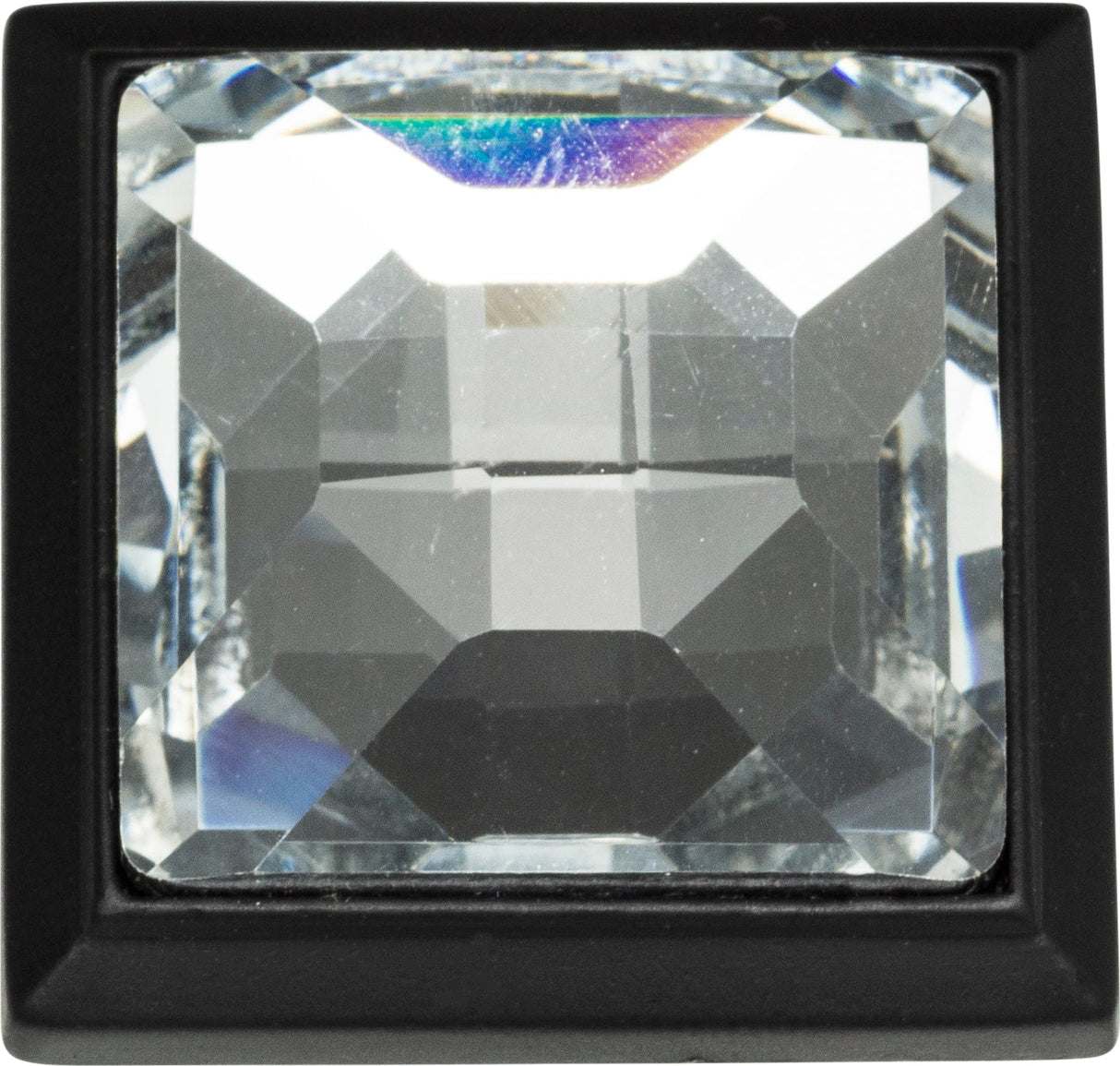 Atlas Homewares Legacy Crystal Square Knob 1 5/16 Inch Matte Black