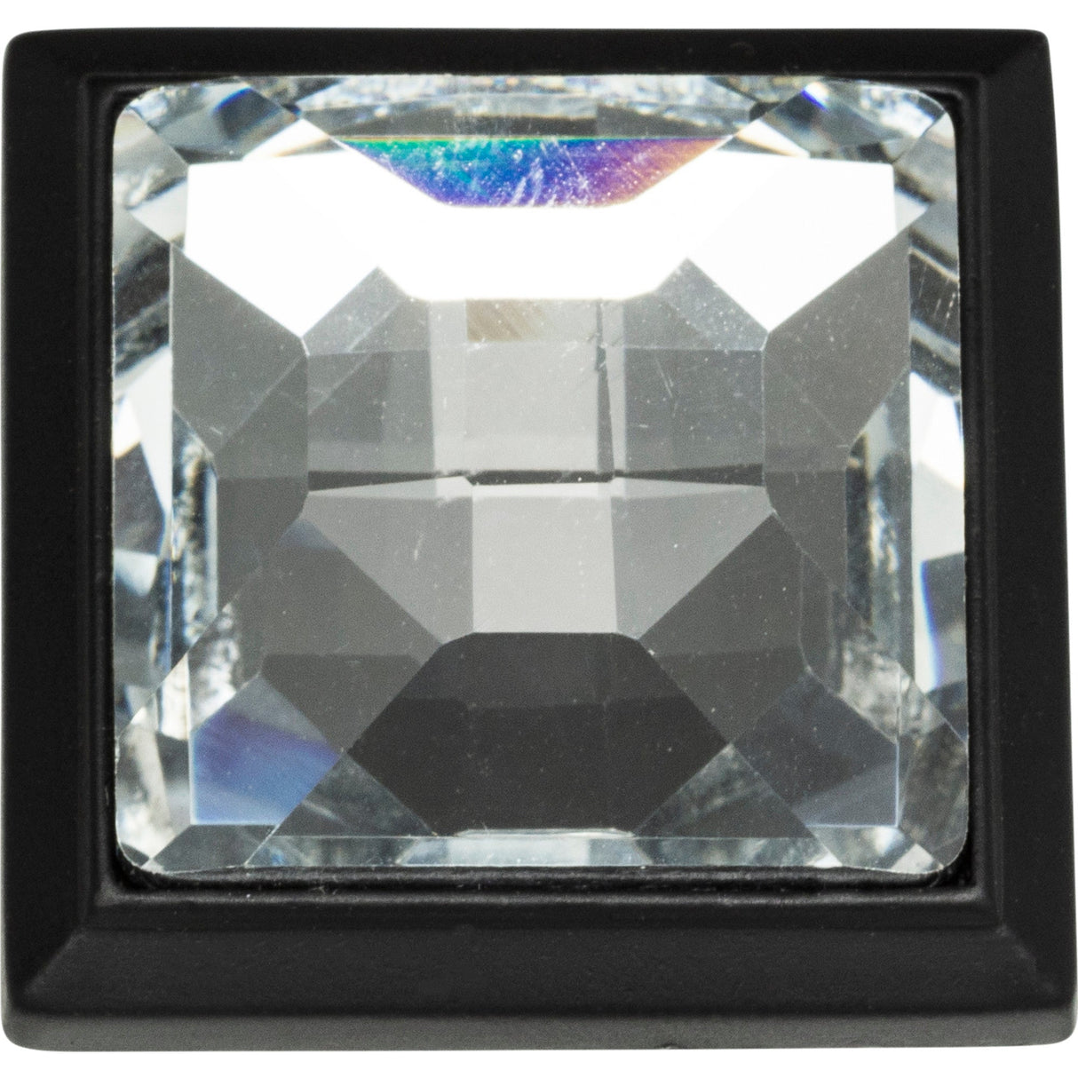 Atlas Homewares Legacy Crystal Square Knob 1 5/16 Inch Matte Black