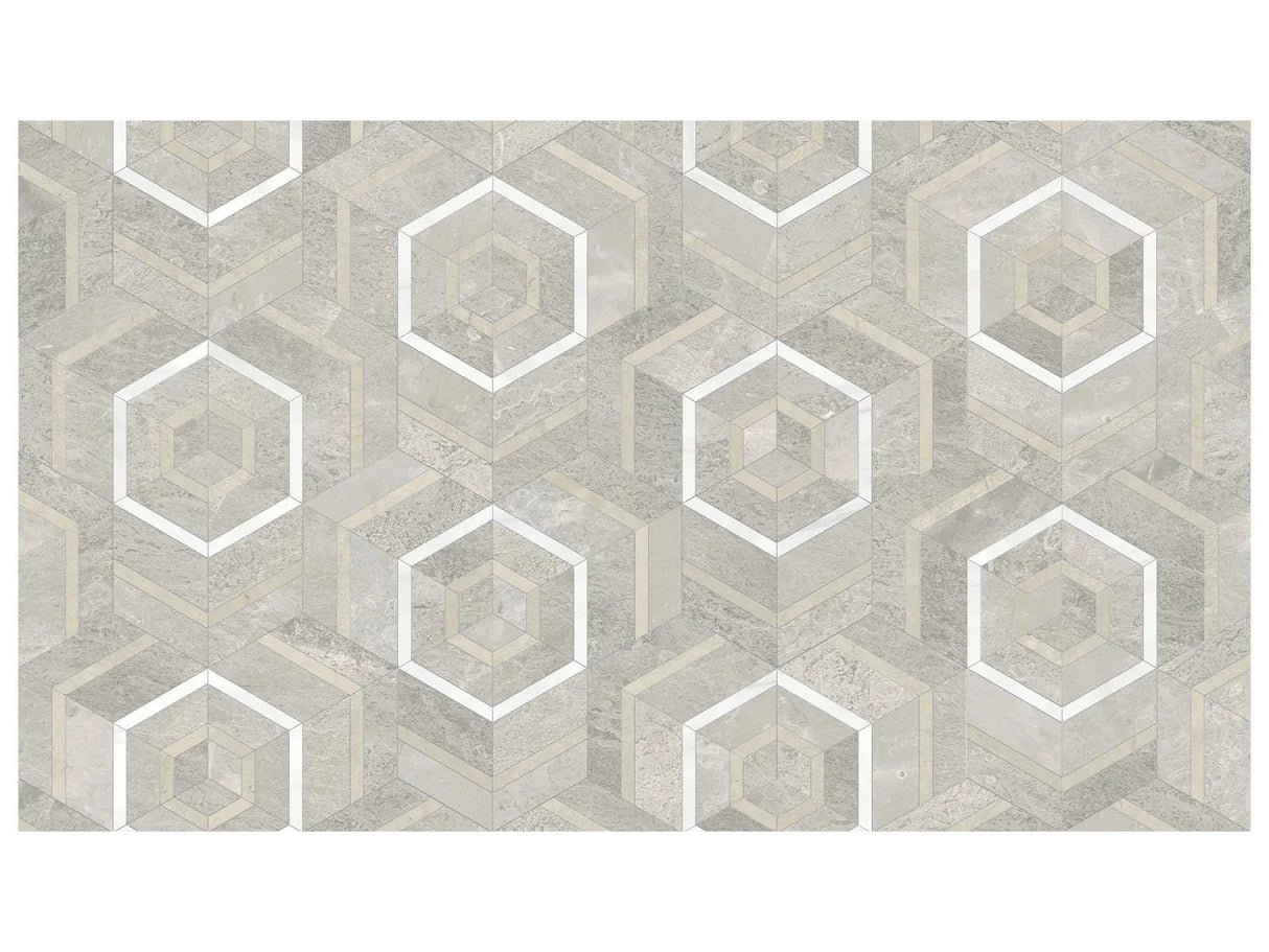 Anatolia Tile Utopio Hexo Clay Honed Natural Stone Waterjet Mosaic 5001-0394-0 Hexo Clay - premium natural stone mosaic tile from Anatolia Tile, available at PoshHaus showroom in Keene, NH