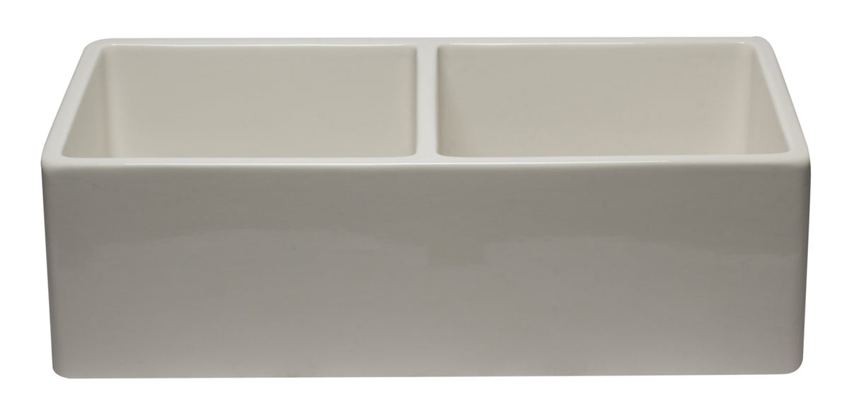 ALFI brand AB3318DB-B 33 inch Biscuit Reversible Double Fireclay Farmhouse Kitchen Sink