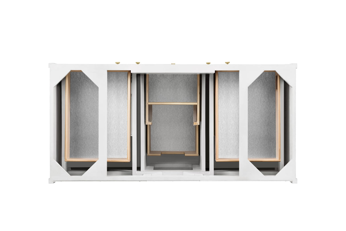 Chicago 48" Single Vanity, Glossy White, w/ 3 CM Carrara Marble Top