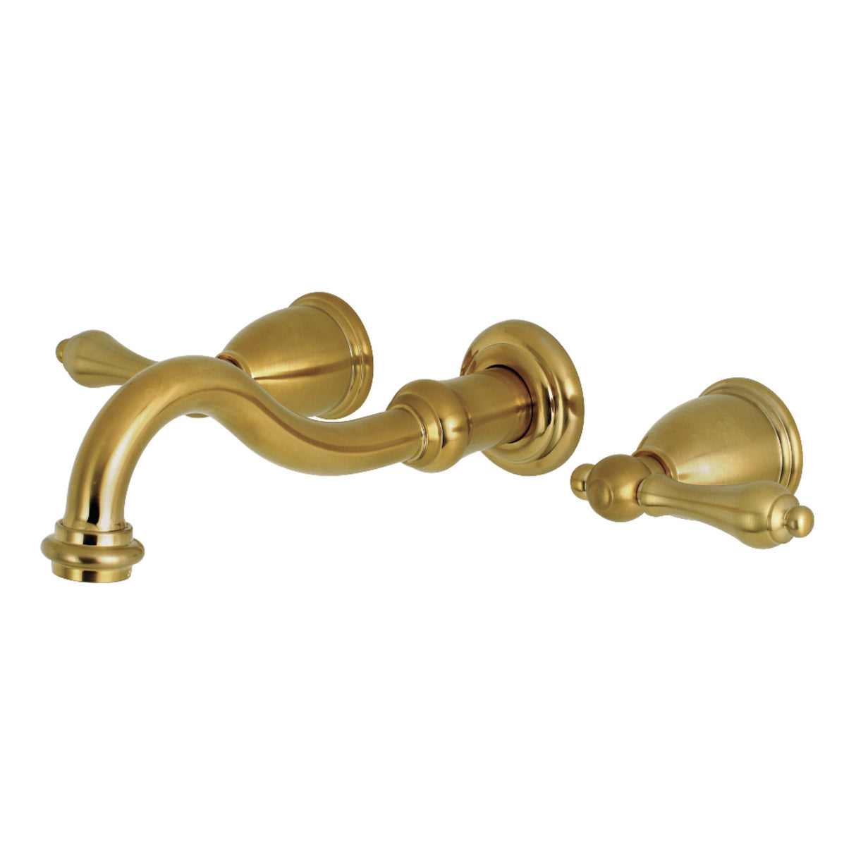 Kingston Brass KS3127AL Vintage 2-Handle Wall Mount Bathroom Faucet, Brushed Brass