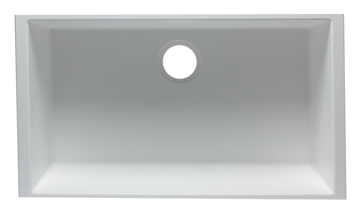 ALFI brand AB3322UM-W White 33" Single Bowl Undermount Granite Composite Kitchen Sink