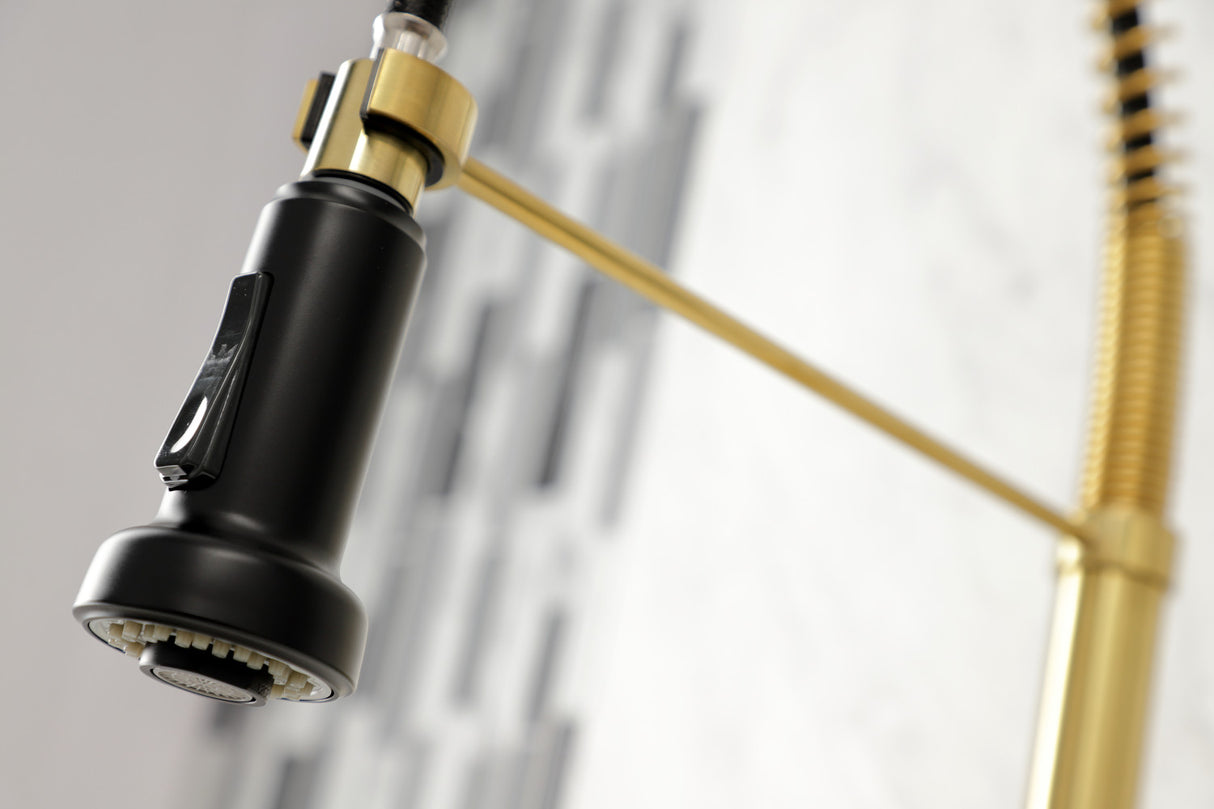 Gourmetier GS8187DL Concord 2-Handle Wall Mount Pull-Down Kitchen Faucet, Brushed Brass