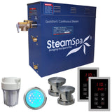 SteamSpa Royal 12 KW QuickStart Acu-Steam Bath Generator Package in Brushed Nickel RYT1200BN