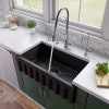33" Black Matte Reversible Smooth / Fluted Single Bowl Fireclay Farm Sink