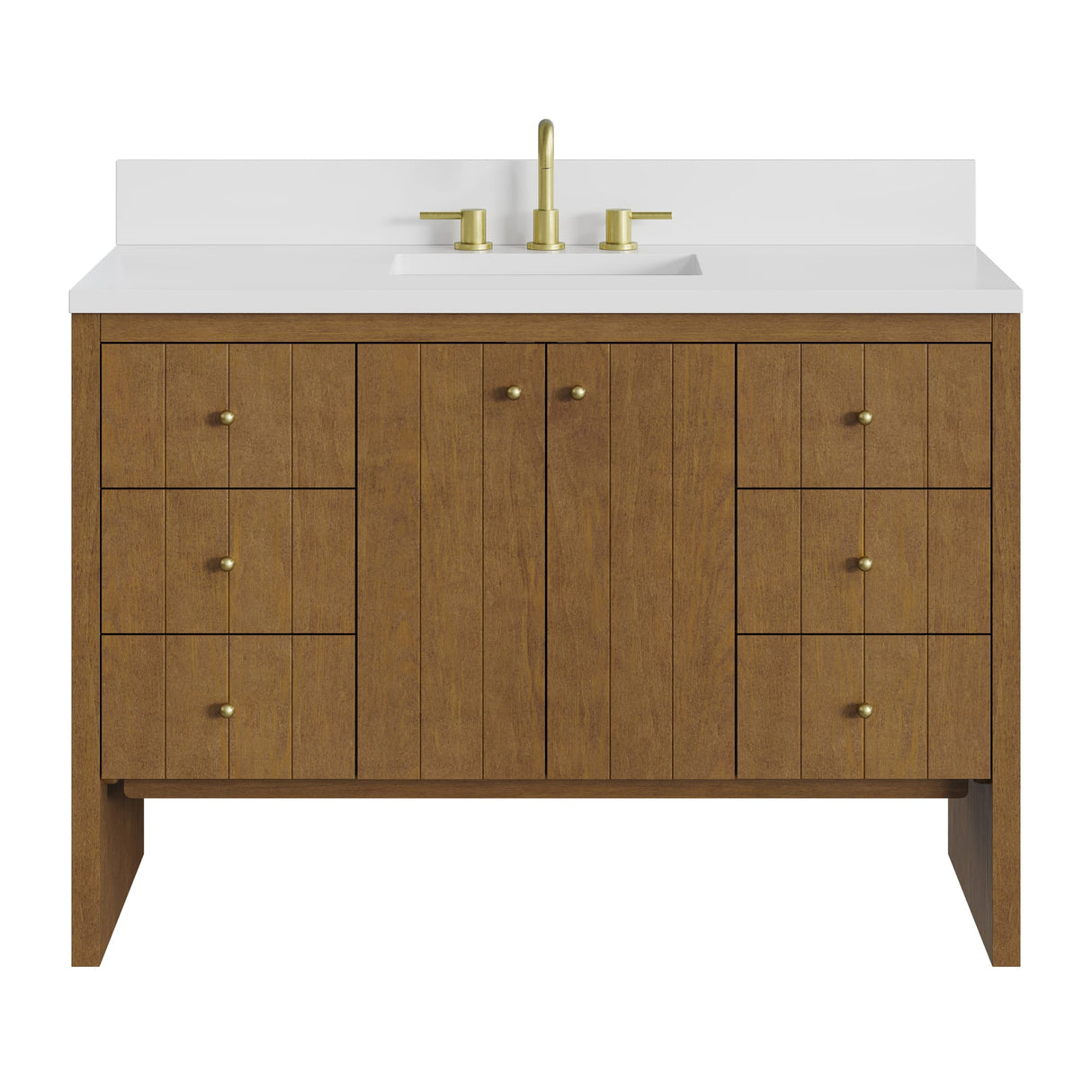 Hudson 48" Single Vanity, Honey Oak w/ 3 CM White Zeus Silestone Top