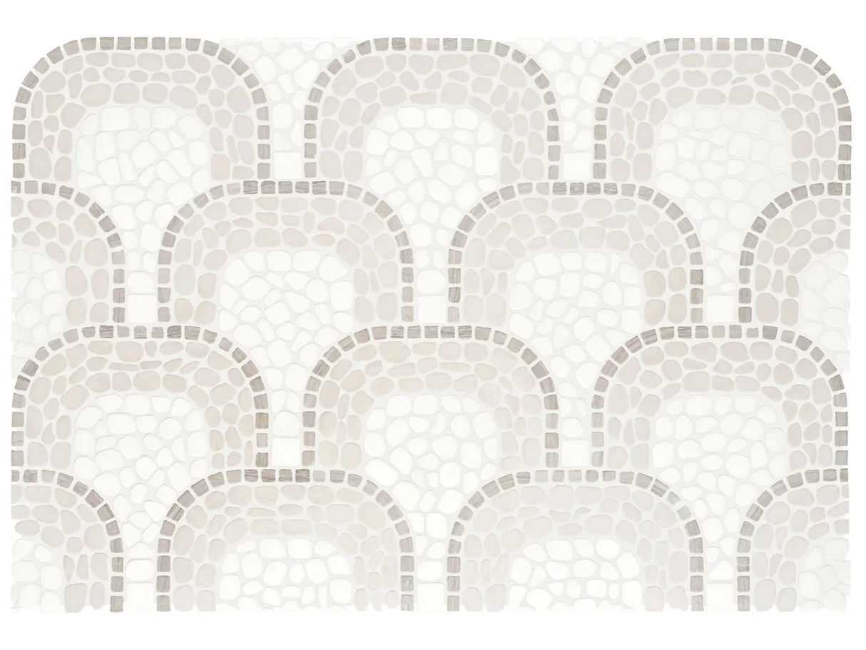 Anatolia Cabana Horizon Flow - Patterned Pebble Tumbled Marble Mosaic - 1 Sheet = .829 Sqft 5001-0453-0 Horizon Flow - premium natural stone mosaic tile from Anatolia Tile, available at PoshHaus showroom in Keene, NH