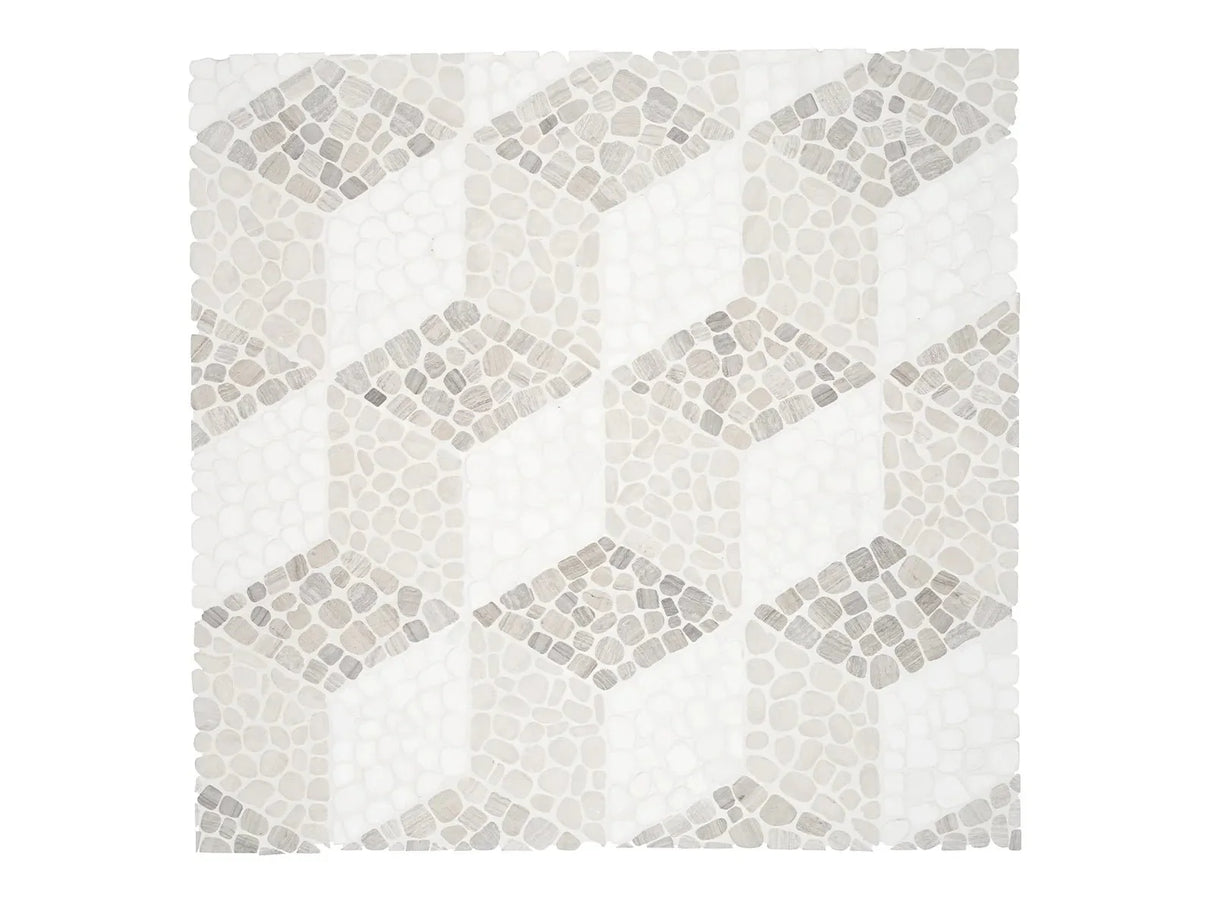 Anatolia Cabana Horizon Node - Patterned Pebble Tumbled Marble Mosaic - 1 Sheet = .84 Sqft 5001-0452-0 Horizon Node - premium natural stone mosaic tile from Anatolia Tile, available at PoshHaus showroom in Keene, NH